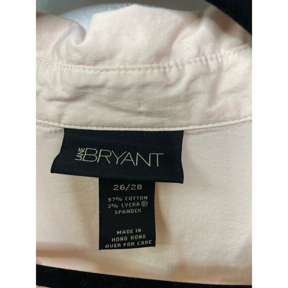 Lane Bryant VNeck Collared Button Up Blouse Light Peach Stretch Plus Size 26 28 - Picture 4 of 9